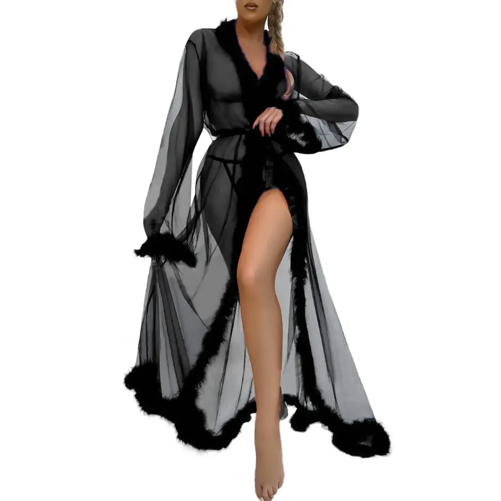 Tulle Robe Long Lingerie Nightgown